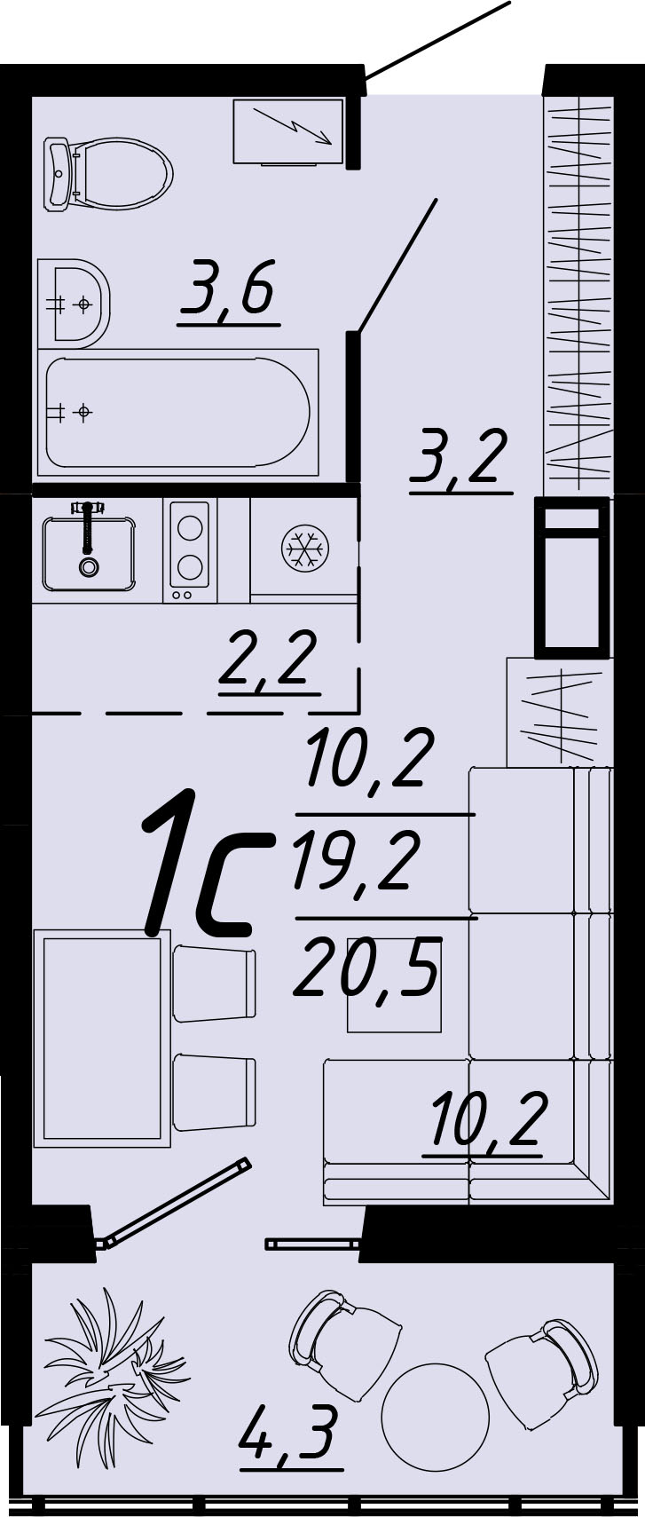 Планировка 1-комн.