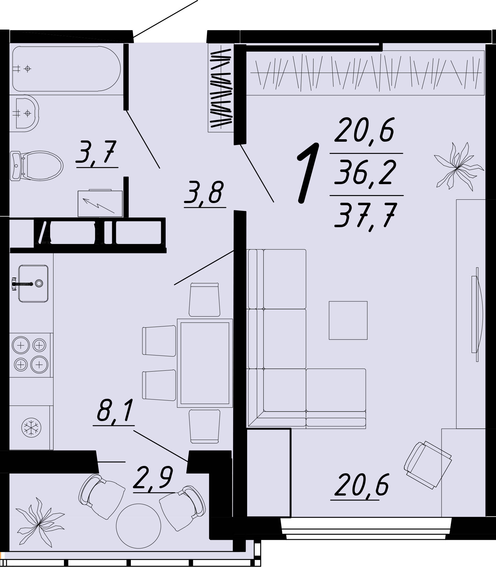 Планировка 1-комн.