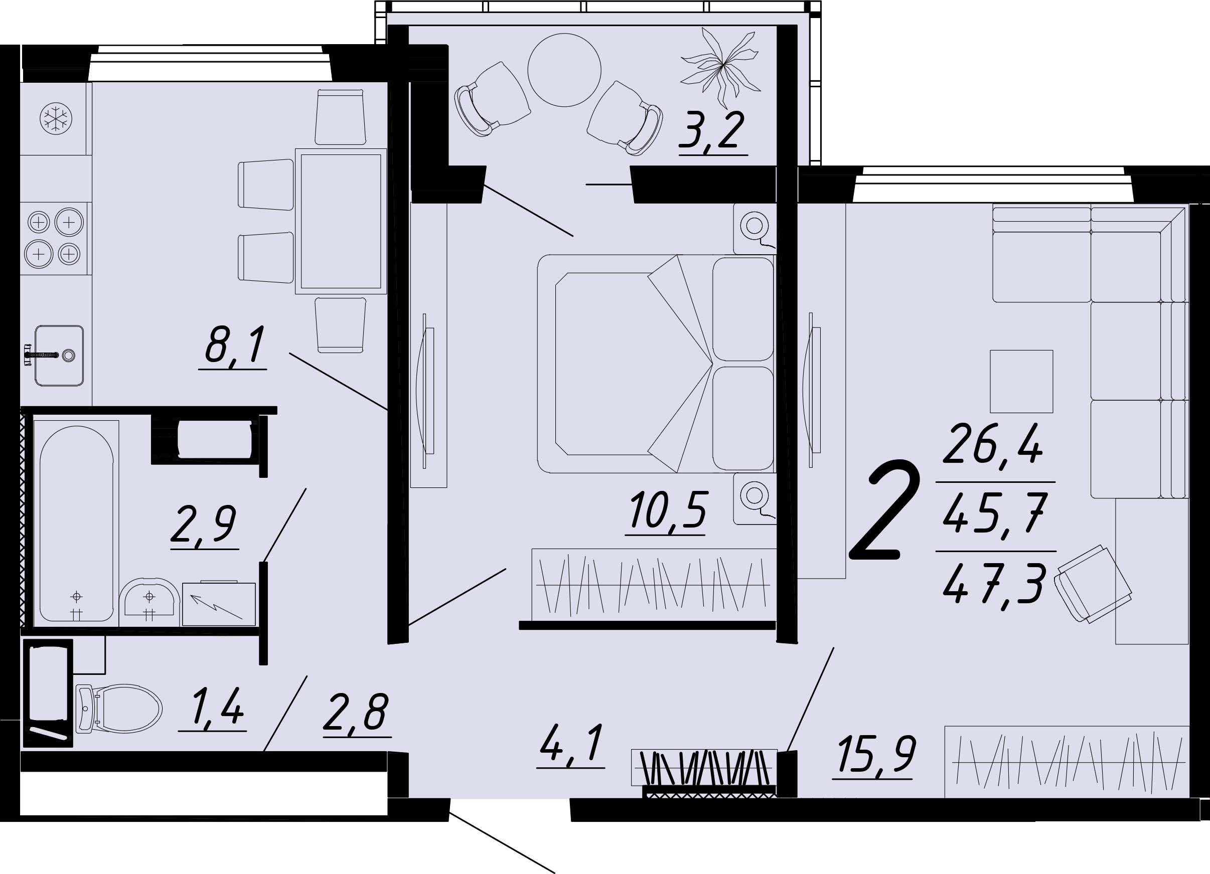 Планировка 2-комн.