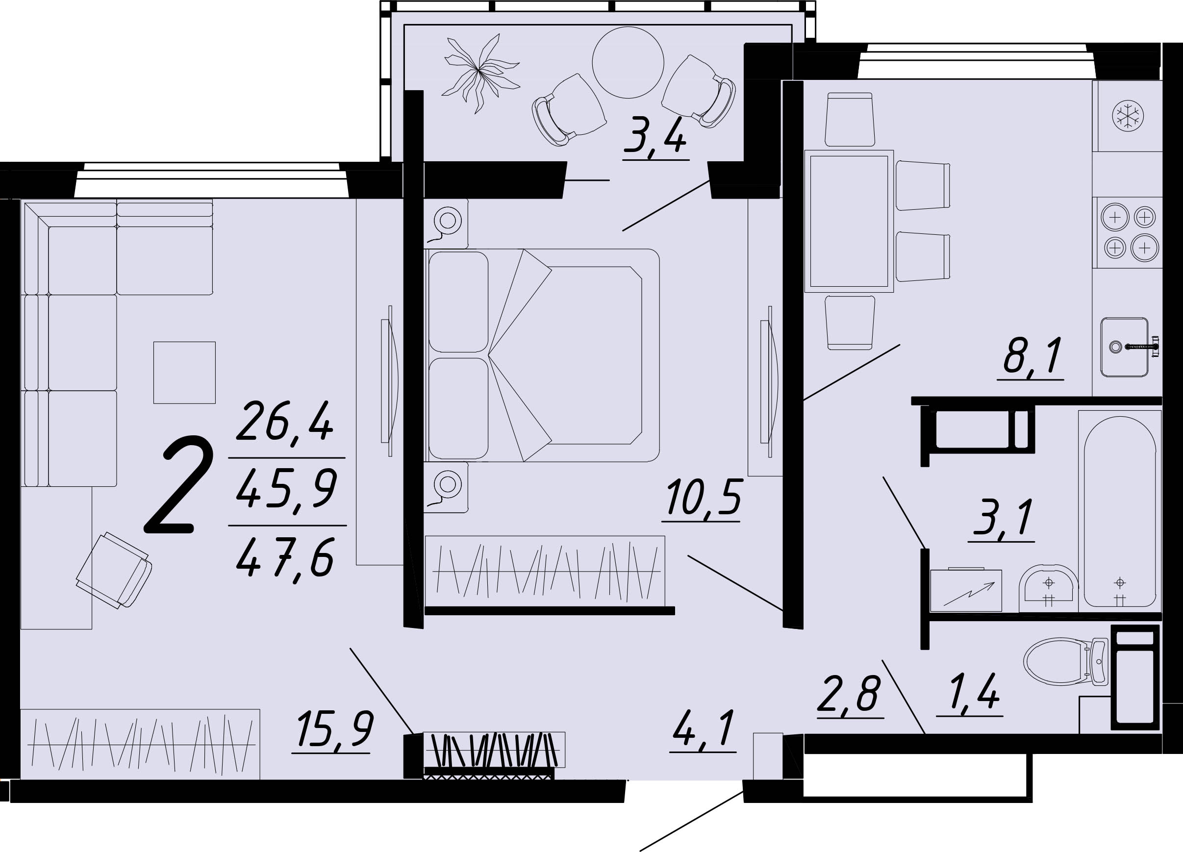 Планировка 2-комн.
