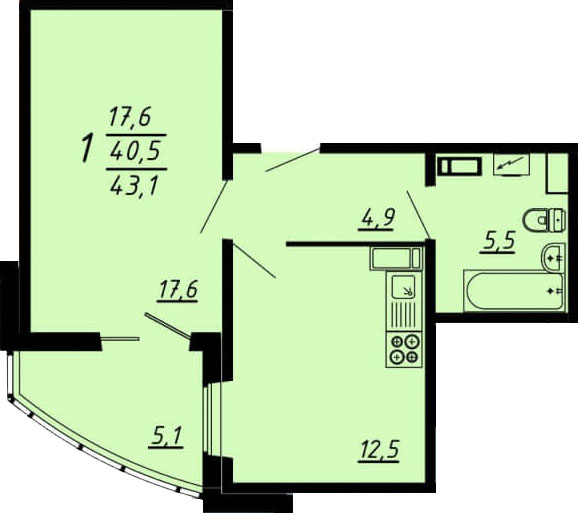 Планировка 1-комн.