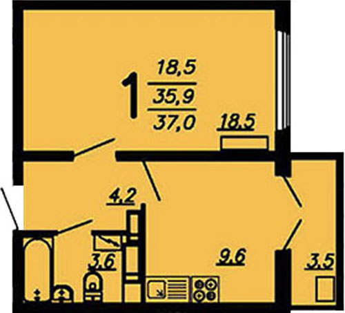 Планировка 1-комн.