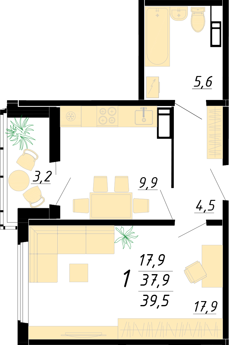 Планировка 1-комн.