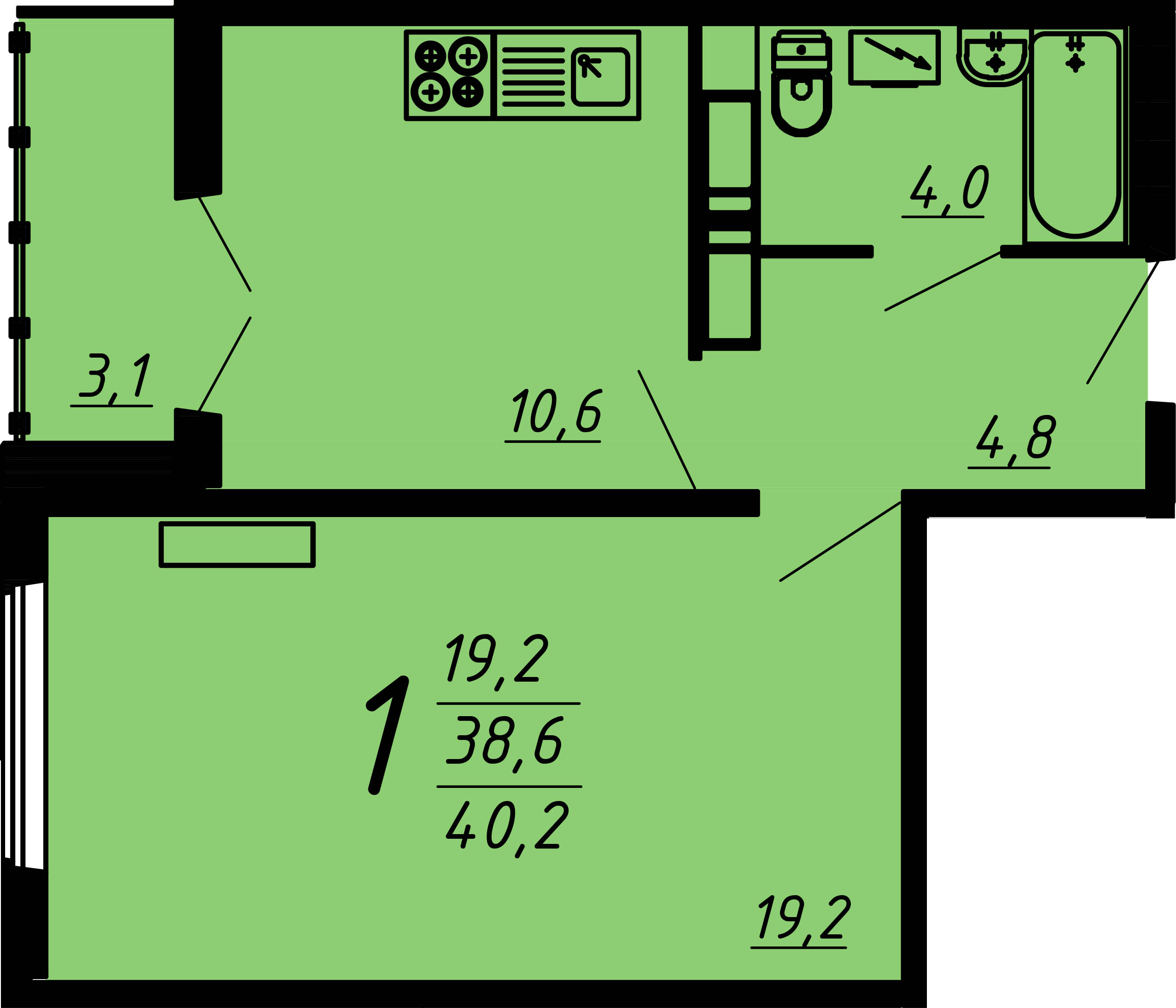 Планировка 1-комн.