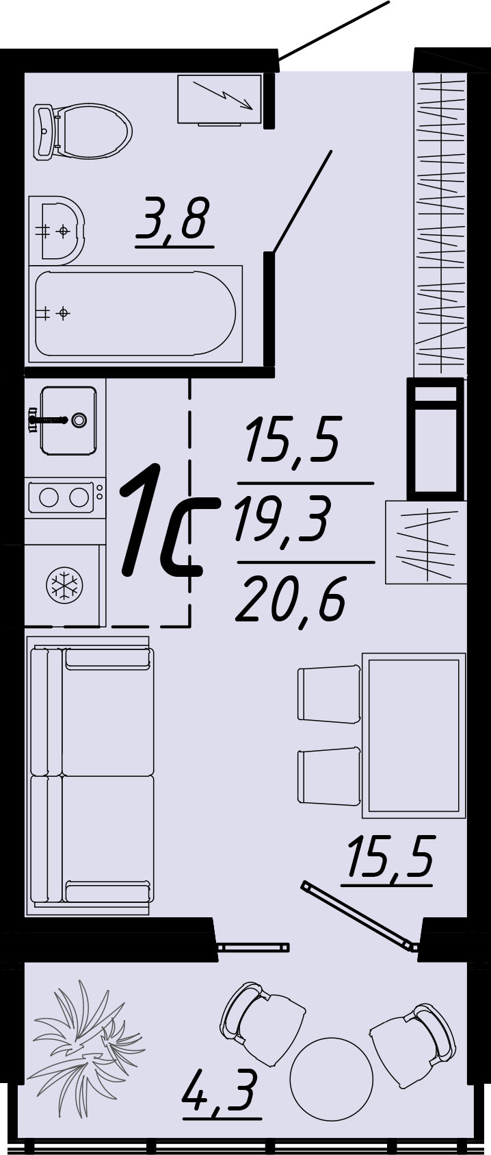 Планировка 1-комн.
