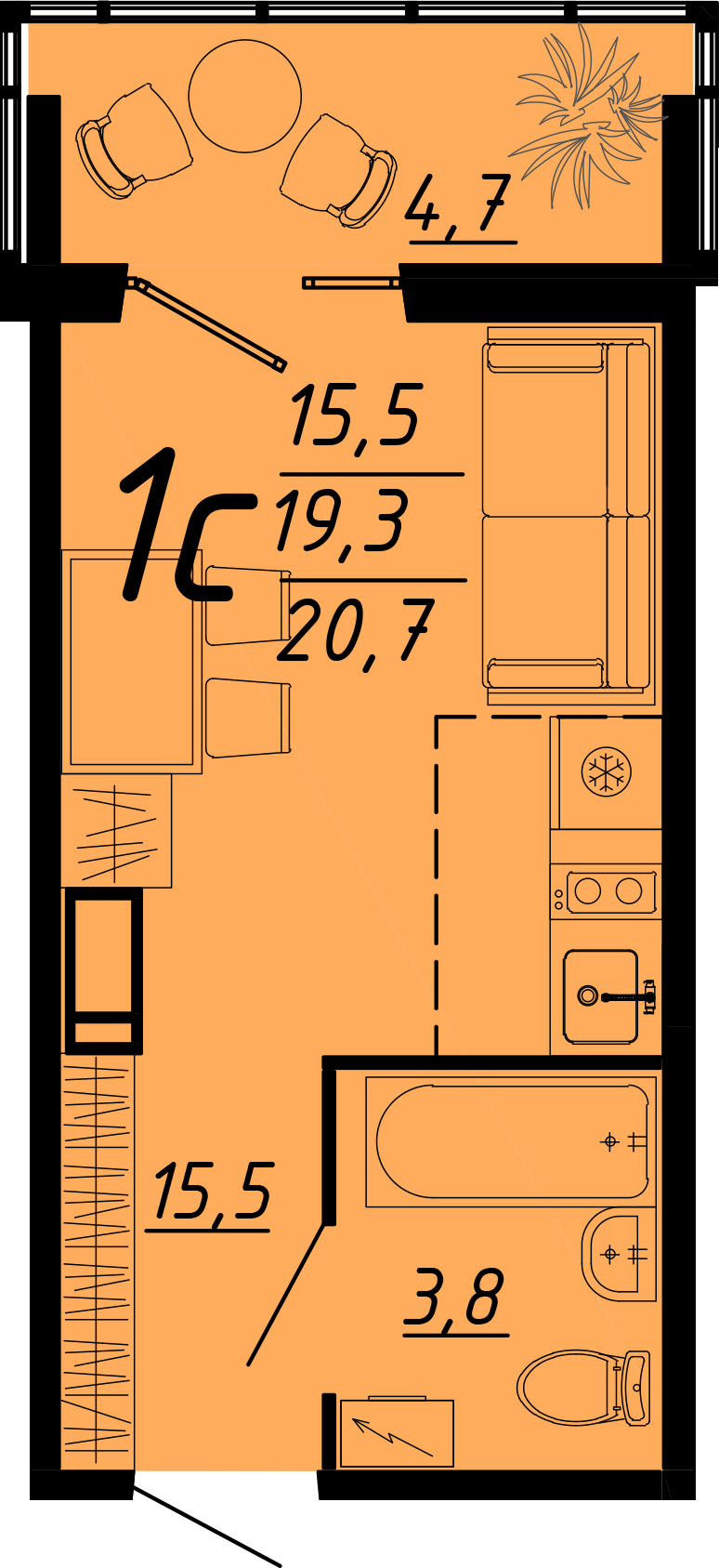Планировка 1-комн.
