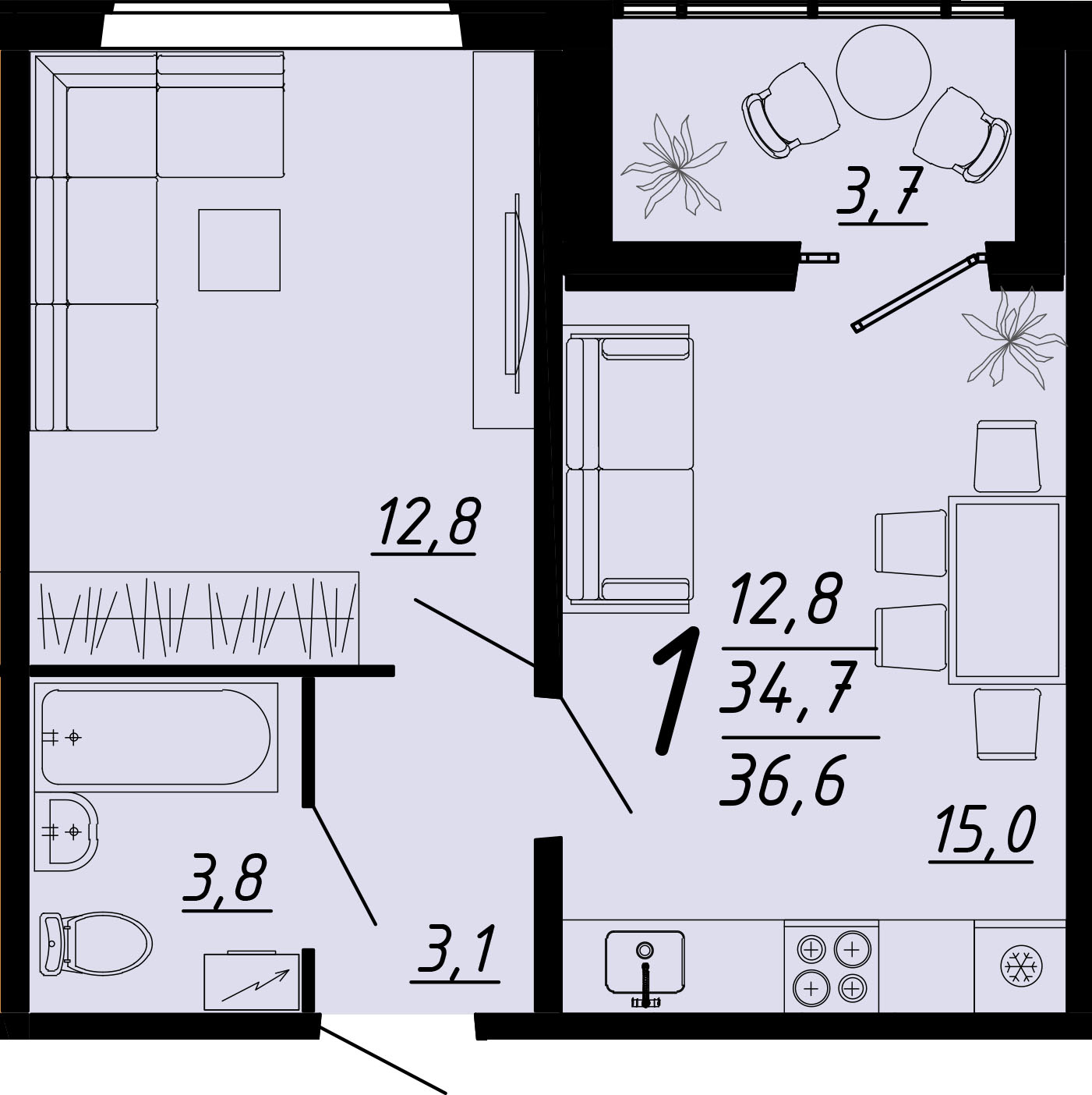 Планировка 1-комн.