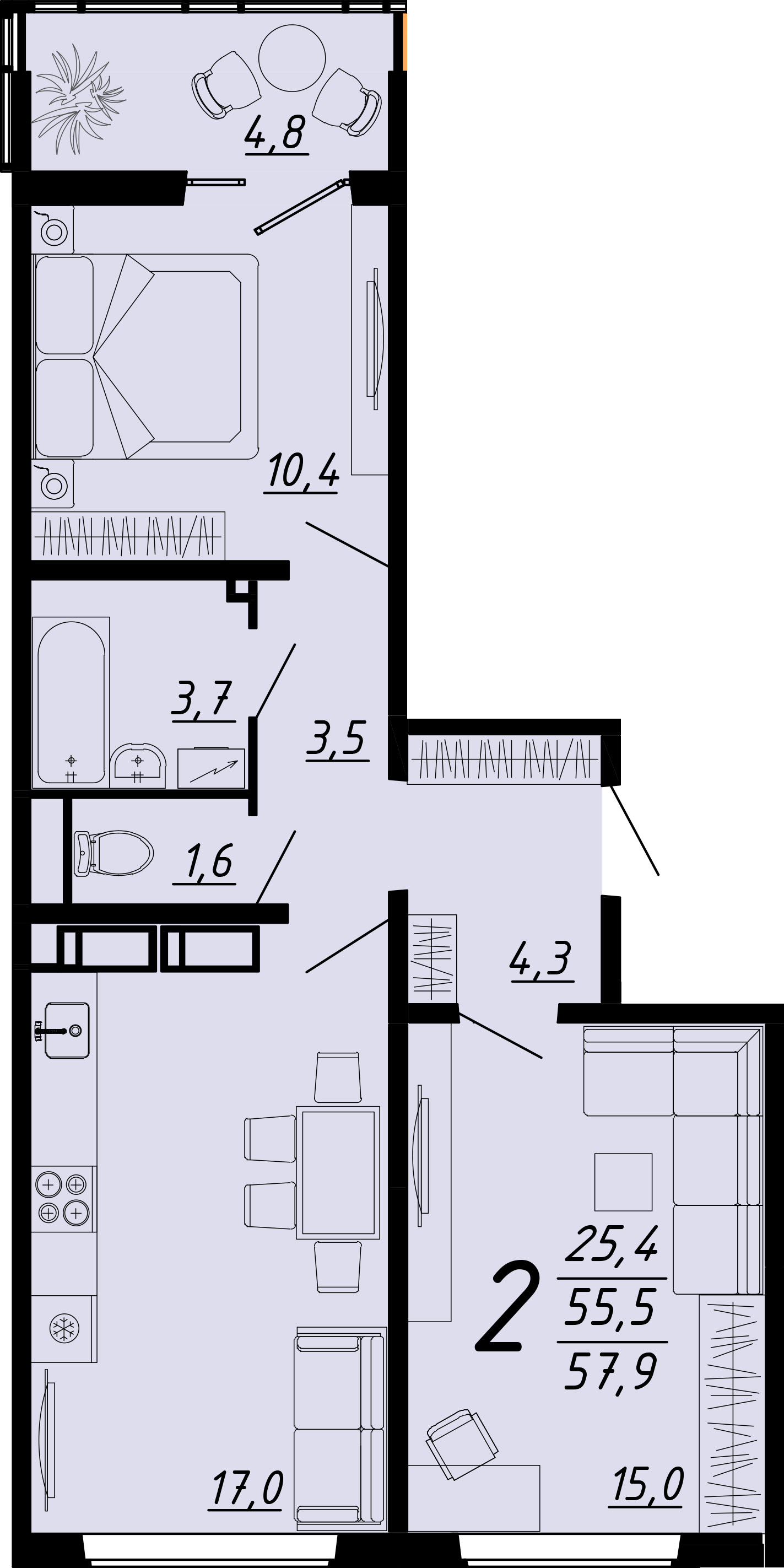 Планировка 2-комн.